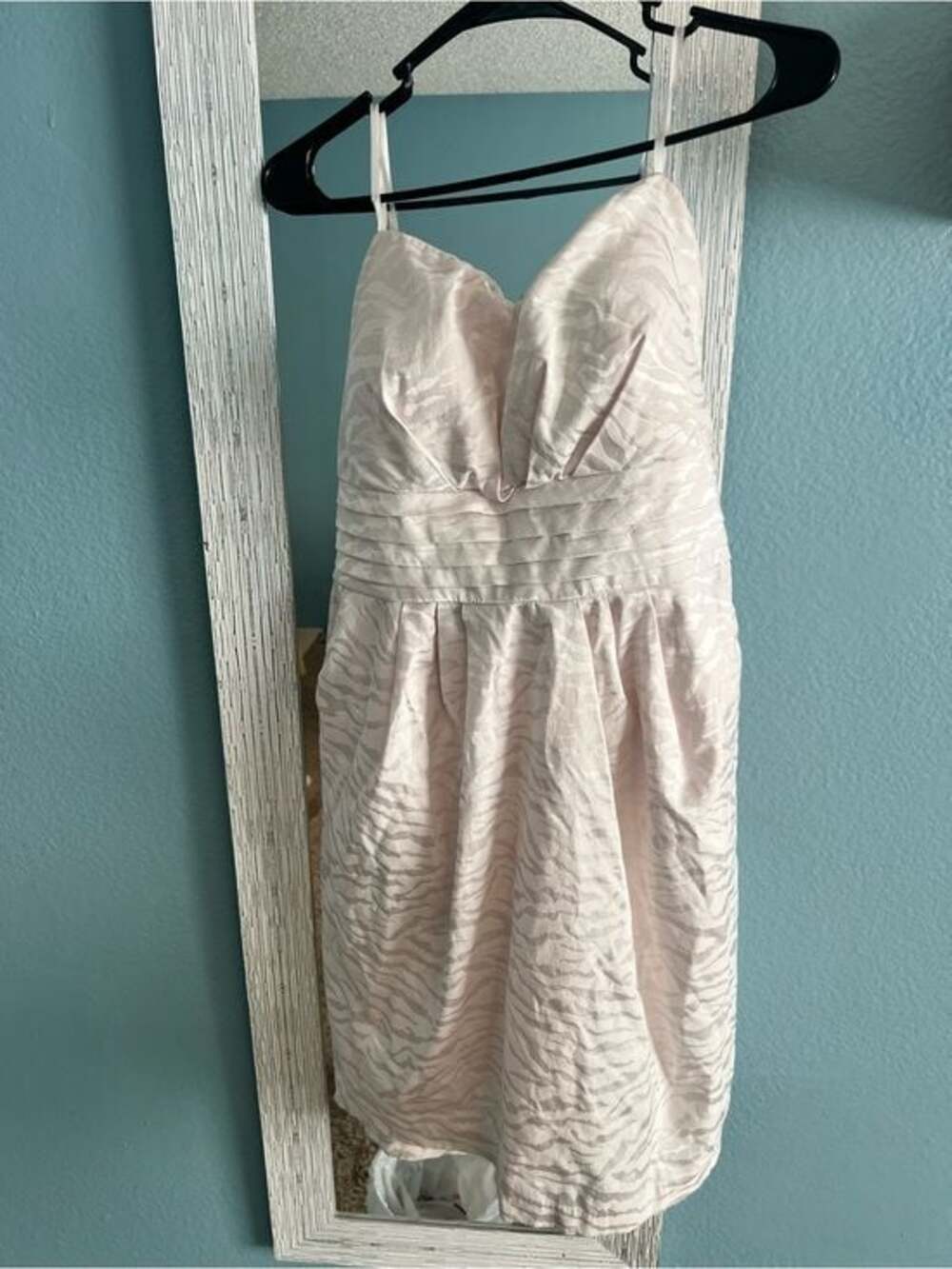 Light Blush Zebra Textured Sleeveless Dress